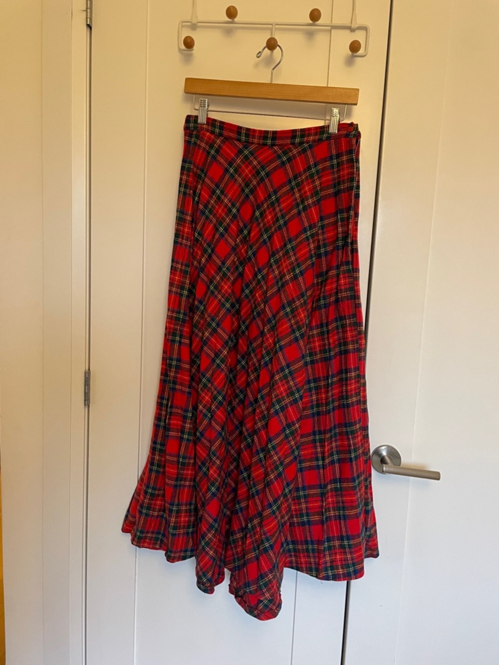 Red Plaid A-Line Midi Skirt - Picture 2 of 9
